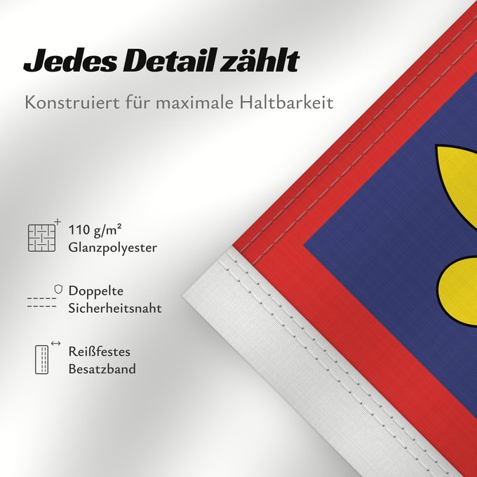Details zu dieser Flagge: Anjou	Anjou in France	Région Anjou en France	D Anjou	Angiò	Banniel Anjev, e Frañs