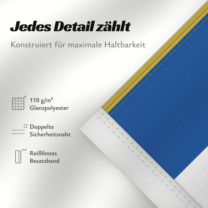 Details zu dieser Flagge: Hellenic Royal Flag 1935	State Flag of the Kingdom of Greece with gold fringing as used during the Glücksburg dynasty  1935-1970