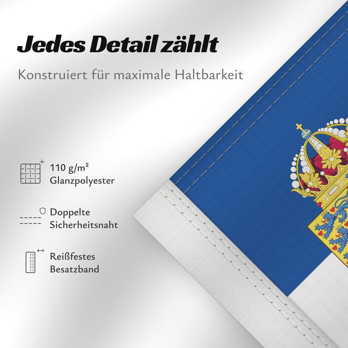 Details zu dieser Flagge: Personal flag of Queen Frederica of Greece	The Personal flag of Queen consort Frederica of Greece	Drapeau personnel de la reine Frédérique de Grèce	Bandera personal de la Reina Federica de Grecia	Persönliche Flagge von Königin Friederike von Griechenland	