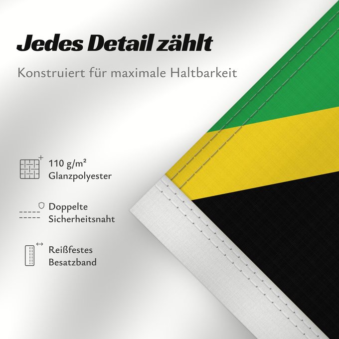 Details zu dieser Flagge: Jamaica Jamaïque Jamaika Giamaica Флаг Ямайки Jamajke Прапор Ямайки
