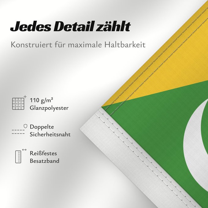 Details zu dieser Flagge: Comoros	Comores	Comoras	Komoren	Comore