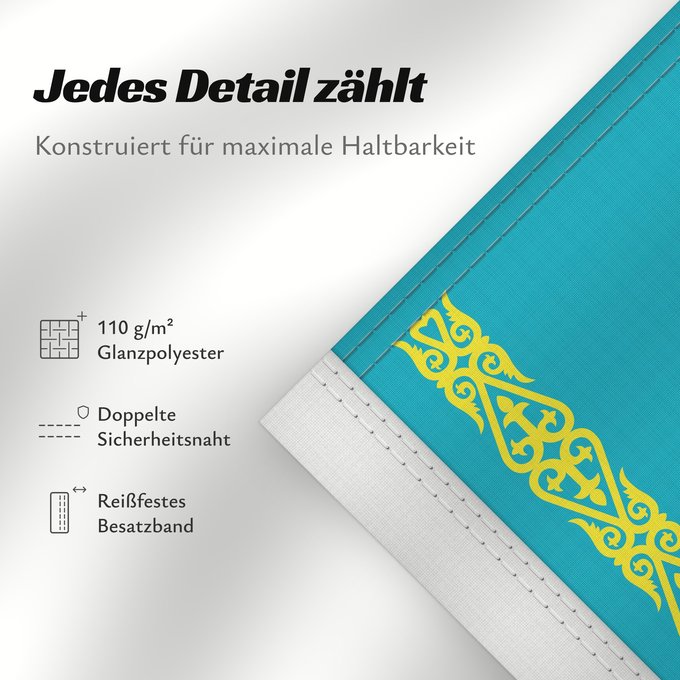 Details zu dieser Flagge: President of Kazakhstan	Standard of the President of Kazakhstan	Étendard présidentiel du Kazakhstan	Estandarte presidencial de Kazajistán	Standarte des Präsidenten von Kasachstan	Stendardo presidenziale del Kazakistan	Қазақстан президентінің байрағы	Штанд
