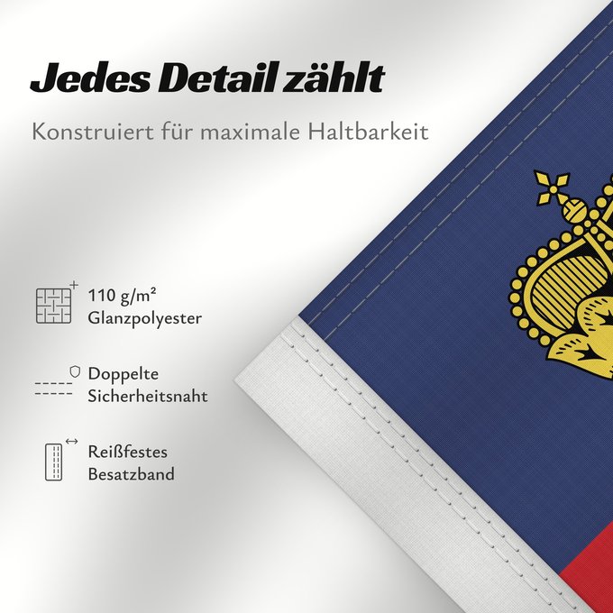Details zu dieser Flagge: Liechtenstein Сцяг Ліхтэнштэйна Liĥtenŝtejno Liechtensteingo bandera Ala Liechtensteinê Dal Liechtenstein Флаг Лихтенштейна Lihtenštajna Прапор Ліхтенштейну