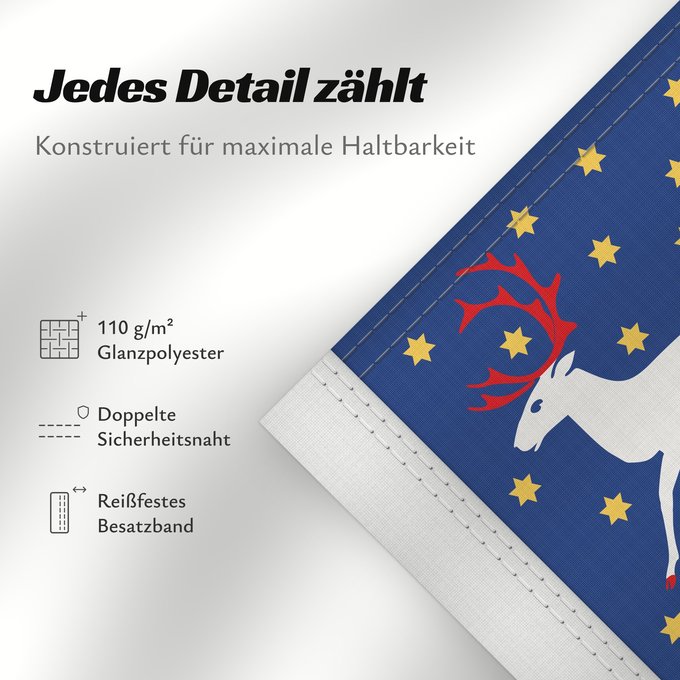 Details zu dieser Flagge: Norrbottens län vapenflagga	Norrbotten County in Sweden	Norrbotten	Norrbottens läns vapenflagga