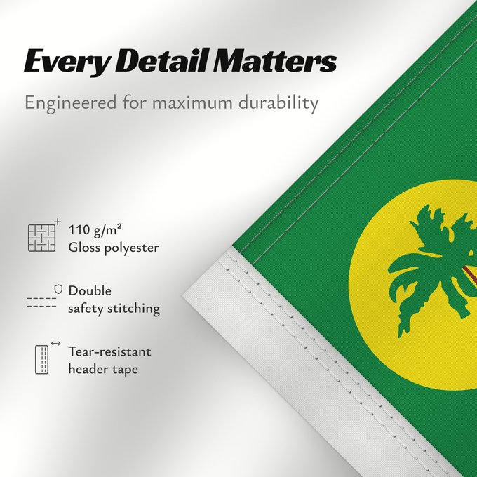 Details about this flag: Cocos Keeling Islands Cocos (Keeling) Islands îles Cocos, utilisation non-officielle. Ratio 1 2 Islas Cocos Kokosinseln Isole Cocos La Kokosinsuloj, uzo ne oficiala