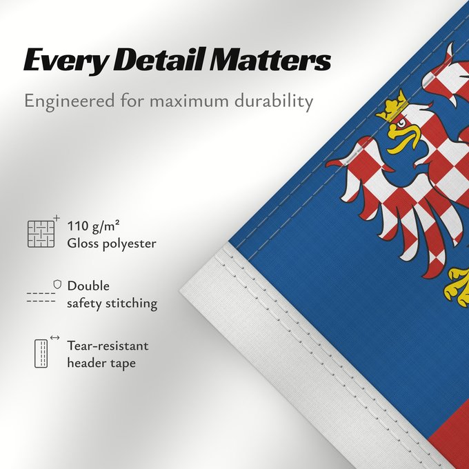 Details about this flag: South Moravian Region Région de Moravie du Sud) Región de Moravia Meridional Südmährische Region Moravia meridionale Jihomoravského kraje
