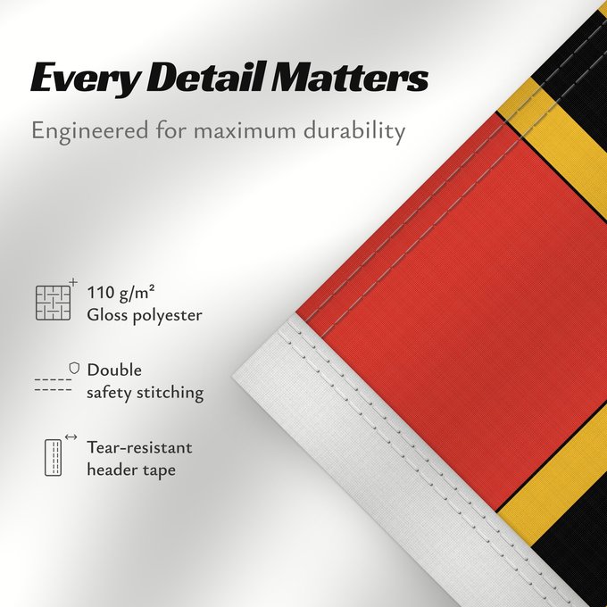Details about this flag: De ewirmer	Proposed flag of Germany, by Josef Wirmer	Allemagne (proposé, Josef Wirmer)	Alemania (propuesta, Josef Wirmer)	Entwurf einer Flagge für Deutschland von Josef Wirmer	Germania (proposto, Josef Wirmer)