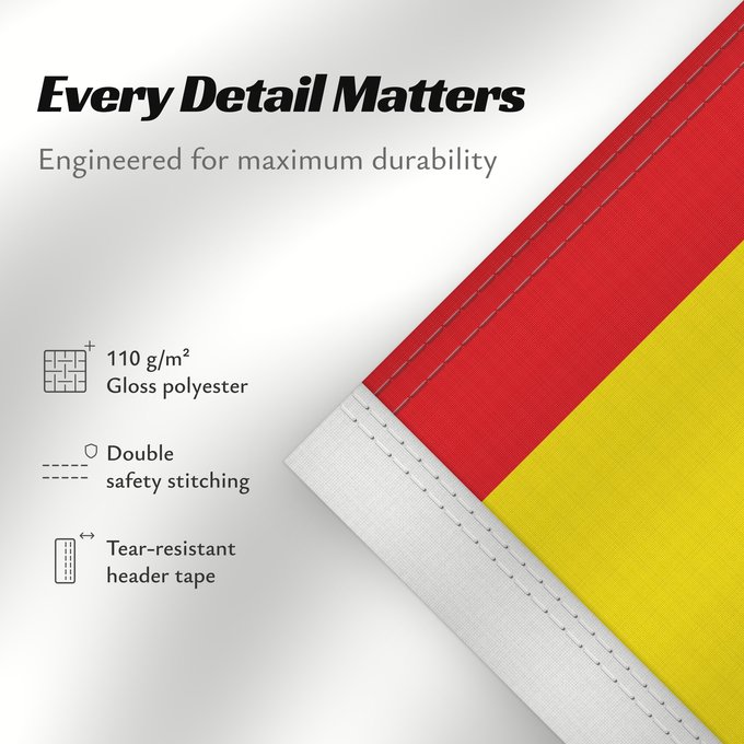 Details about this flag: Selm Beschreibung der Flagge Die Flagge ist von Rot zu Gelb zu Rot im Verhältnis 1 3 1 längsgestreift mit dem Wappenschild der Stadt in der Mitte