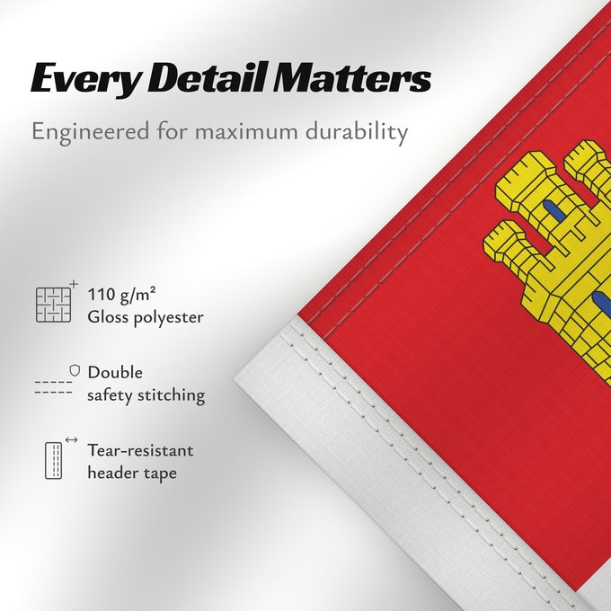 Details about this flag: Castile and León	Autonomous community of Castile and León	Castille-et-León	Comunidad autónoma de Castilla y León	Kastilien und León	Castiglia e León
