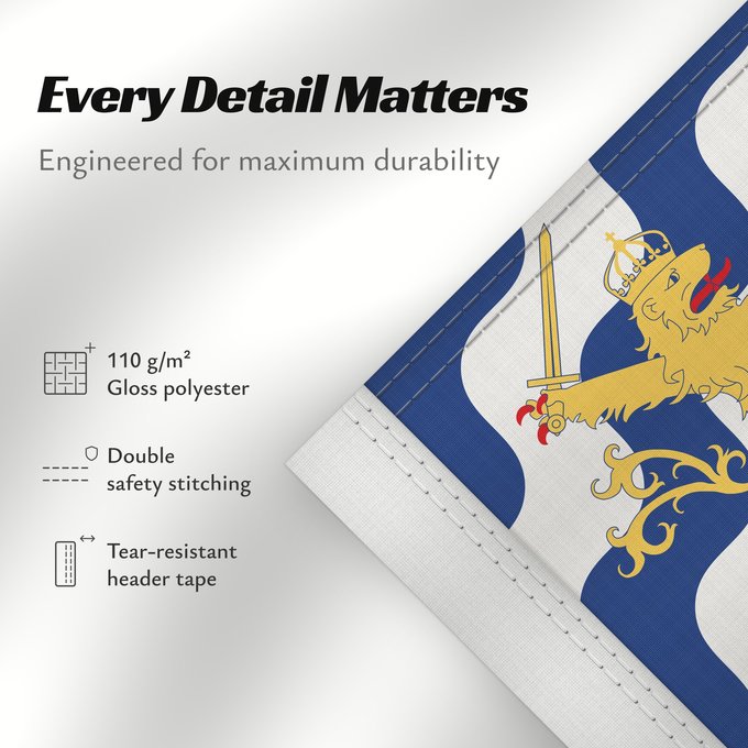 Details about this flag: Västra Götalands län vapenflagga	Västra Götaland County in Sweden	comté de Västra Götaland	provincia de Västra Götaland	Västra Götalands län	Västra Götaland County	Västra Götalands läns vapenflagga