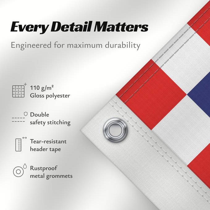Details about this flag: President of Croatia Presidential Flag of the Republic of Croatia Étendard présidentiel de Croatie Estandarte presidencial de Croacia Standarte des Präsidenten der Republik Kroatien Stendardo presidenziale della Croazia Predsjednika Republike Hrvatske