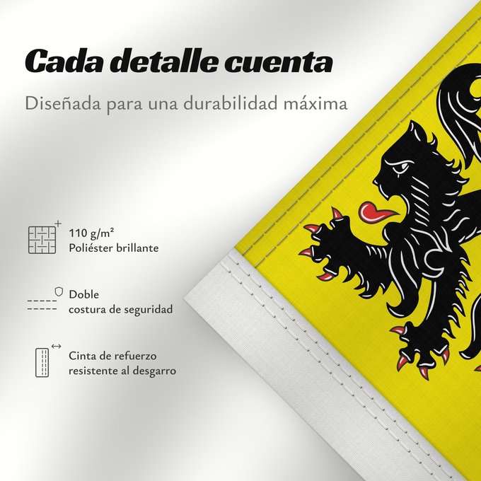 Detalles sobre esta bandera: Hainaut	Hainaut, province de la Belgique	Henao	Hennegaus, belgische Provinz	Henegouwen, provincie van België