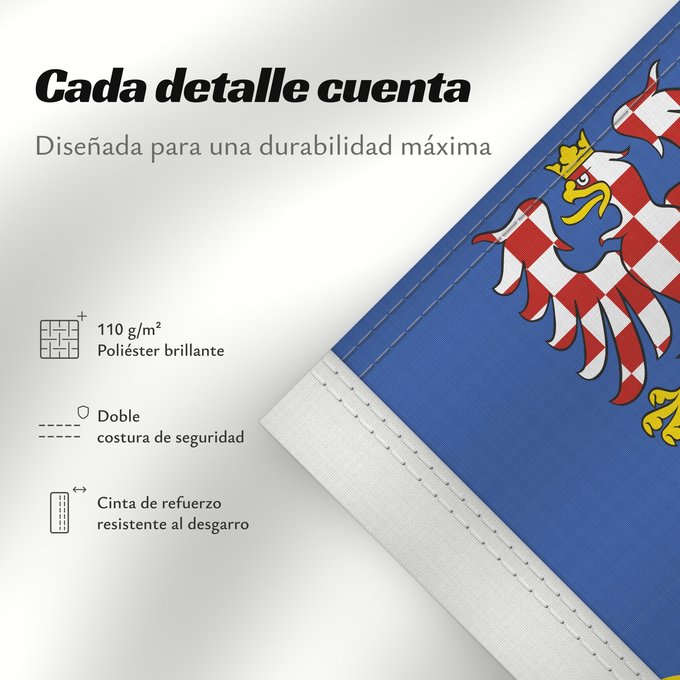 Detalles sobre esta bandera: Olomouc Region Région d'Olomouc Región de Olomouc Region Olomouc Olomouckého kraje