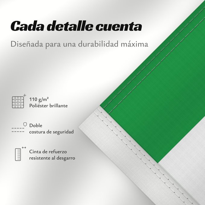 Detalles sobre esta bandera: North Rhine-Westphalia	Civil flag of North Rhine-Westphalia	Rhénanie-du-Nord - Westphalie	Renania del Norte-Westfalia	Landesflagge Nordrhein-Westfalens	Renania Settentrionale-Vestfalia	Banniel Nordrhein-Westfalen