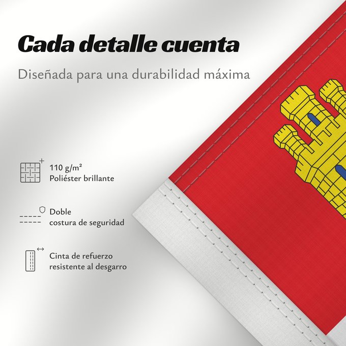 Detalles sobre esta bandera: Castile and León	Autonomous community of Castile and León	Castille-et-León	Comunidad autónoma de Castilla y León	Kastilien und León	Castiglia e León