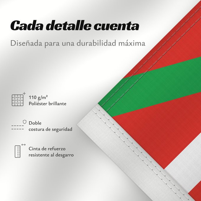 Detalles sobre esta bandera: Basque Country Autonomous region of the Basque Country A white cross over a green saltire on a red field Basque Country Ikurriña Bandera de la Comunidad autónoma del País Vasco Autonomen Region Baskenland Ein weißes Kreuz über grünem Andreaskreuz auf rote