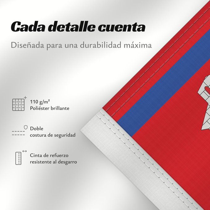 Detalles sobre esta bandera: Chalamera	Chalamera-Huesca-Spain	Chalamera-Huesca Paño rojo de proporción 2/3, con dos franjas horizontales