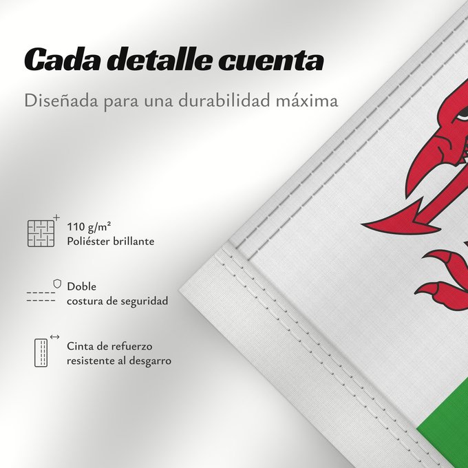 Detalles sobre esta bandera: Wales 2	Wales	Pays de Galles	Gales	Wale	Galles	Walii	Wīelisc Fana	علم ويلز	Banniel Kembre	Cymru	Galesko bandera	Walesin	Breataine Bige	Brattag Vretin	Walesa	Kembra	Valliae	Знаме на Велс	Couleu de Galles	Флаг Уэльса	Прапор Уельсу