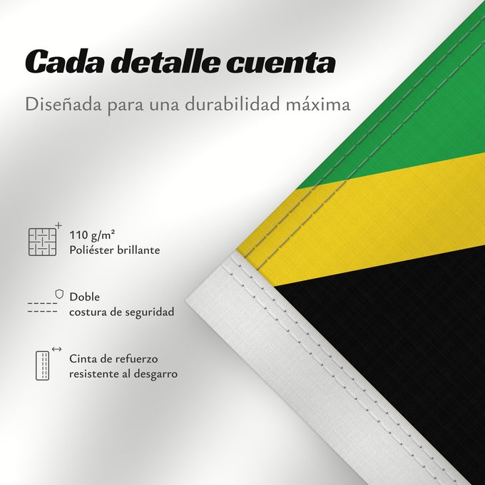 Detalles sobre esta bandera: Jamaica Jamaïque Jamaika Giamaica Флаг Ямайки Jamajke Прапор Ямайки