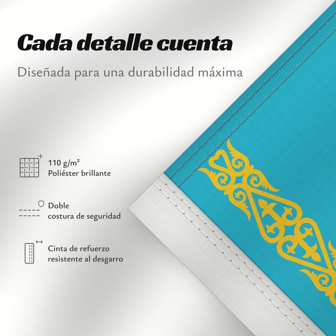 Detalles sobre esta bandera: Kazakhstan	Kazajistán	Kasachstan	Repubblica del Kazakistan	Kazachstan	Qazaxıstan Respublikasının	Сцяг Казахстана	Национално знаме на Казахстан	কাজাখস্তানের জাতীয় পতাকা	Banniel br Kazakstan	Kazahstana	Kazachstánu	Казахстан Республикин ялавӗ	Kazaĥio	Ղազախս