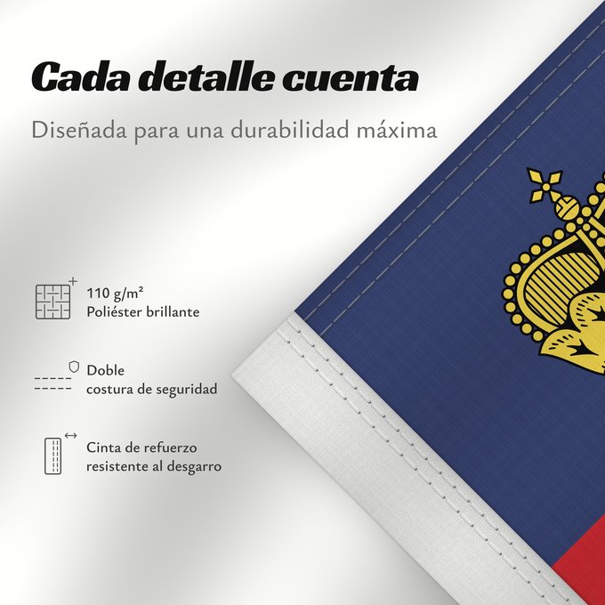 Detalles sobre esta bandera: Liechtenstein	Сцяг Ліхтэнштэйна	Liĥtenŝtejno	Liechtensteingo bandera	Ala Liechtensteinê	Dal Liechtenstein	Флаг Лихтенштейна	Lihtenštajna	Прапор Ліхтенштейну