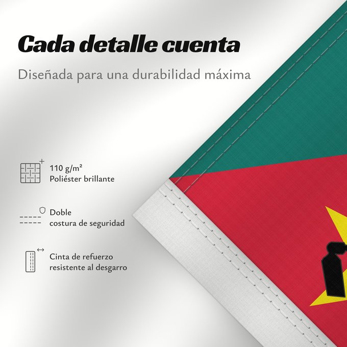 Detalles sobre esta bandera: Mozambique	Mosambik	Mozambico	Moçambique	علم موزمبيق	Mozambiko	Mozambikas Republikas	Sainan i Maozambika	Флаг Мозамбика	Mozambika	Musaanbiiq	Moçambiques	Msumbiji