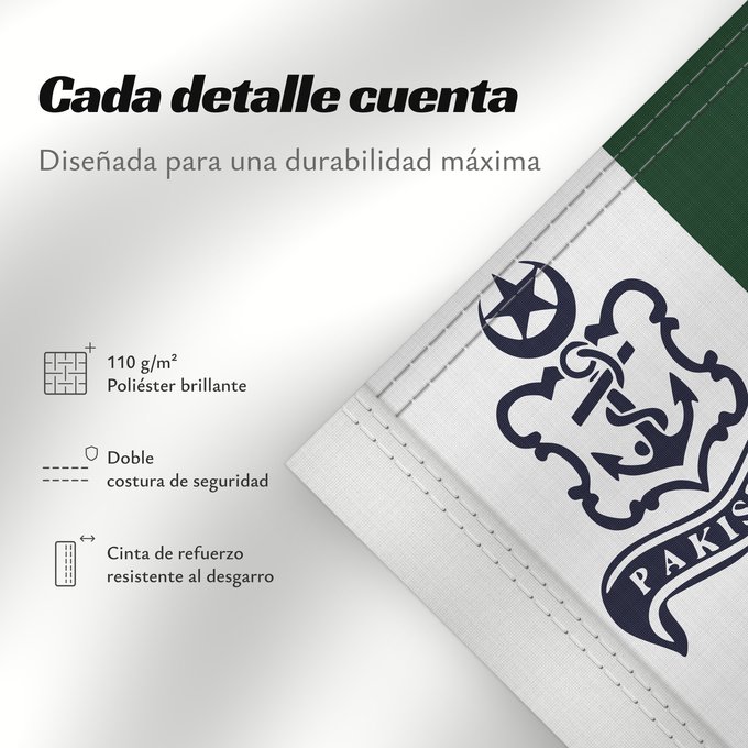 Detalles sobre esta bandera: Naval Standard of Pakistan