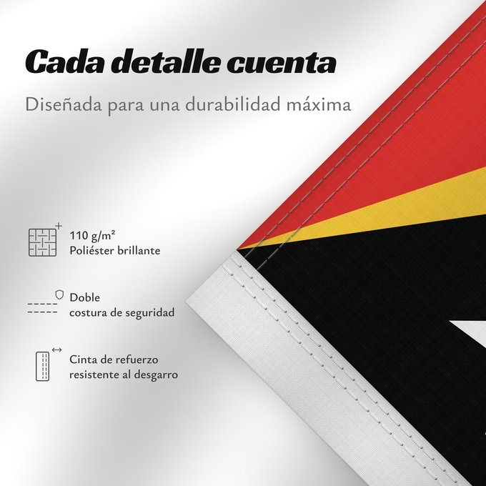 Detalles sobre esta bandera: East Timor	Timor-Leste  East Timor	Timor oriental	Timor Oriental	Osttimor	Timor Est	Timor-Leste  Oost-Timor	Timor-Leste	علم تيمور الشرقية	তিমুর লেস্তের জাতীয় পতাকা	Timor Leste	Флаг Восточного Тимора	Östtimors	Timór Lorosa e nian