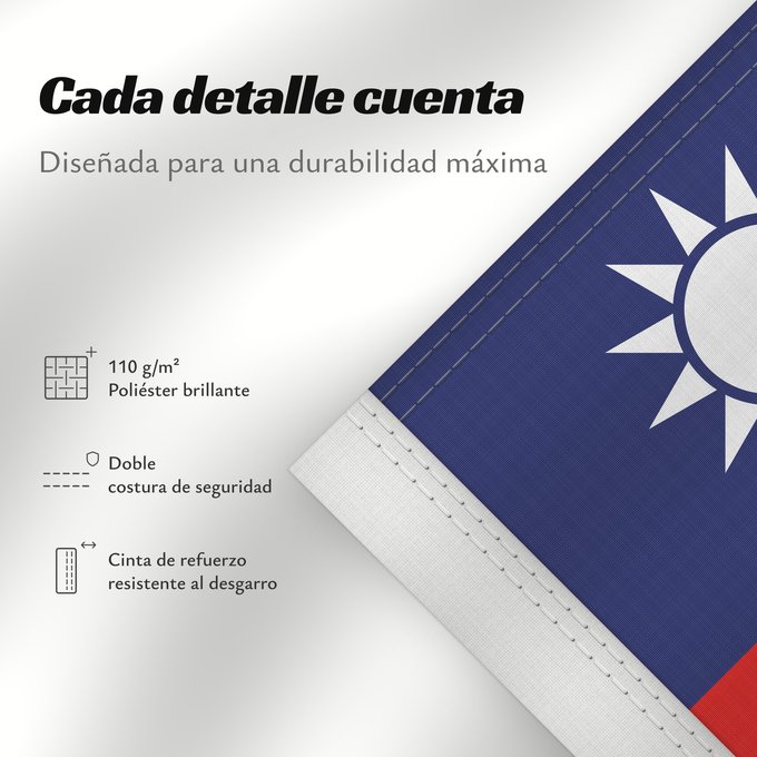 Detalles sobre esta bandera: Republic of China	Republic of China  Taiwan	République de Chine	República de China	Republik China  Taiwan	Repubblica di Cina	Republiek China	República da China	Republiki Chińskiej	Lýðveldi Postaulín Flagg	علم جمهورية الصين الوطنية	ཀྲུང་ཧྭ་དམངས་ཁབ དང་ལྕོག	