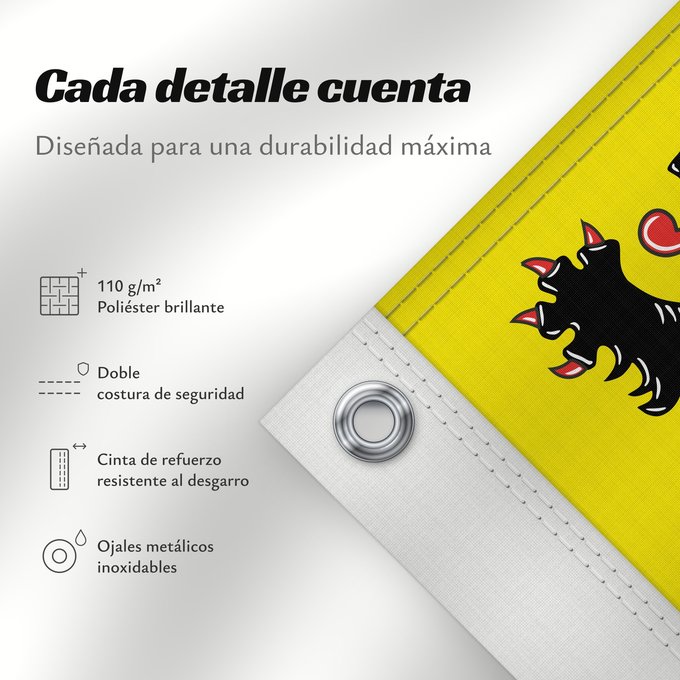 Detalles sobre esta bandera: Hainaut	Hainaut, province de la Belgique	Henao	Hennegaus, belgische Provinz	Henegouwen, provincie van België