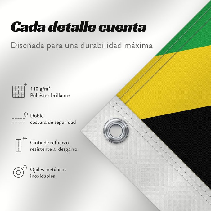 Detalles sobre esta bandera: Jamaica	Jamaïque	Jamaika	Giamaica	Флаг Ямайки	Jamajke	Прапор Ямайки
