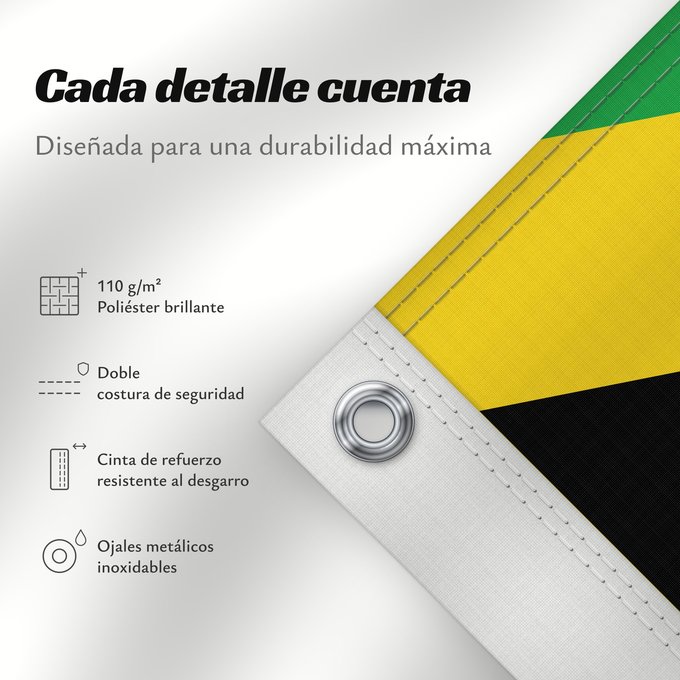 Detalles sobre esta bandera: Jamaica	Jamaïque	Jamaika	Giamaica	Флаг Ямайки	Jamajke	Прапор Ямайки