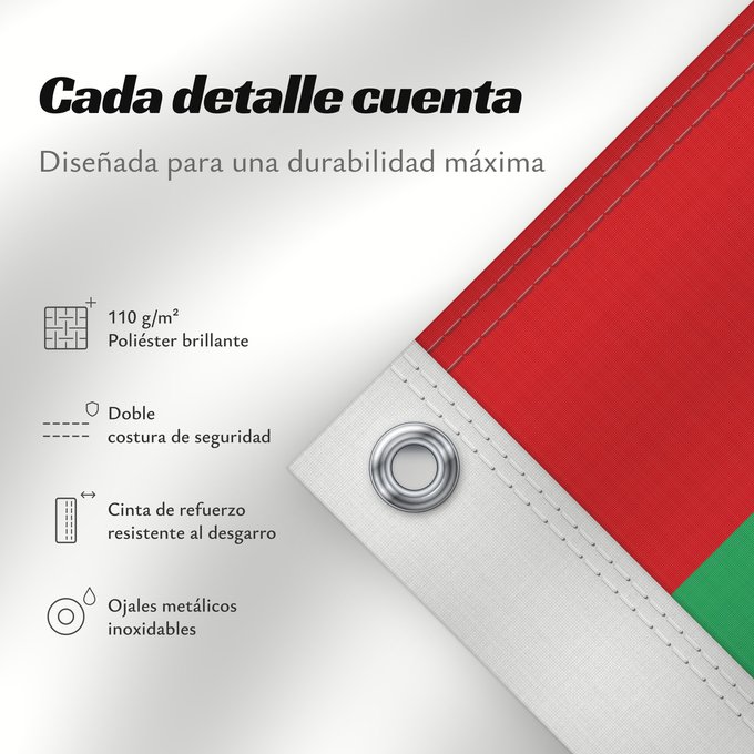 Detalles sobre esta bandera: Mauritania	Mauritanie	La Asamblea Nacional de Mauritania aprobó cambiar el diseño de la bandera nacional	Mauretanien	علم موريتانيا ، اعتمد في عام 2017. أضاف مجلس الأمة خطوطًا حمراء على الحافة العلوية والسفلية لتمثل  دماء شهداء الاستقلال