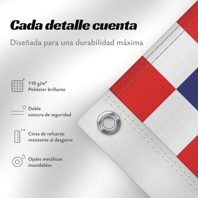 Detalles sobre esta bandera: President of Croatia Presidential Flag of the Republic of Croatia Étendard présidentiel de Croatie Estandarte presidencial de Croacia Standarte des Präsidenten der Republik Kroatien Stendardo presidenziale della Croazia Predsjednika Republike Hrvatske