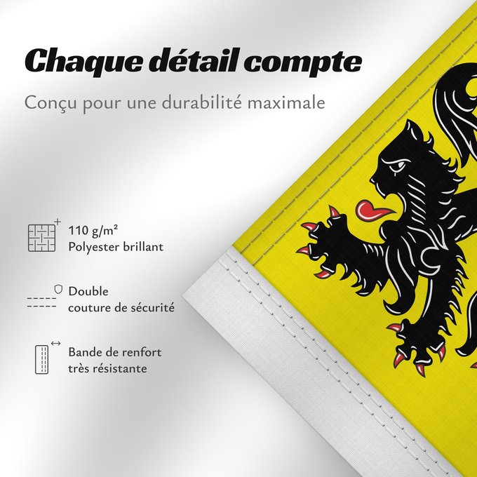 Détails sur ce drapeau : Hainaut Hainaut, province de la Belgique Henao Hennegaus, belgische Provinz Henegouwen, provincie van België