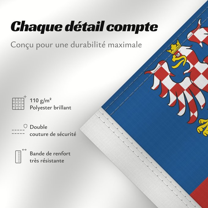 Détails sur ce drapeau : South Moravian Region	Région de Moravie du Sud)	Región de Moravia Meridional	Südmährische Region	Moravia meridionale	Jihomoravského kraje