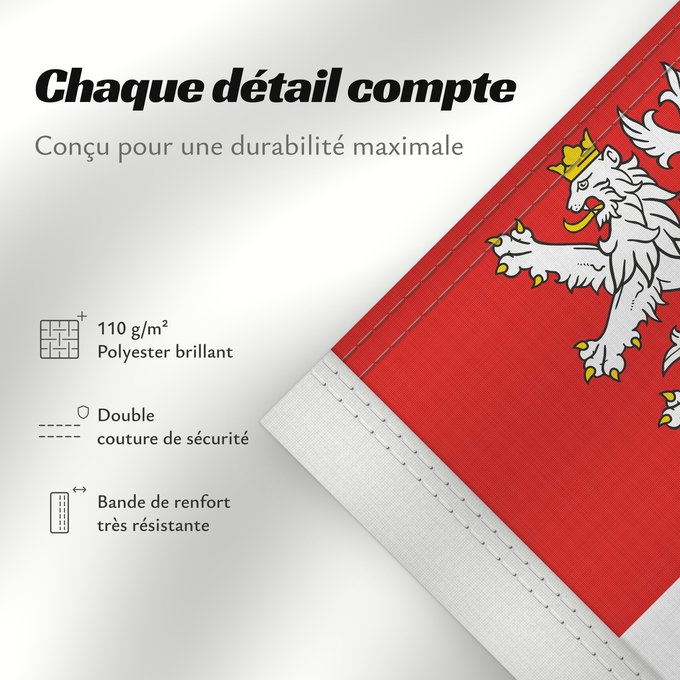 Détails sur ce drapeau : Central Bohemian Region Région de Bohême centrale Región de Bohemia Central Mittelböhmische Region