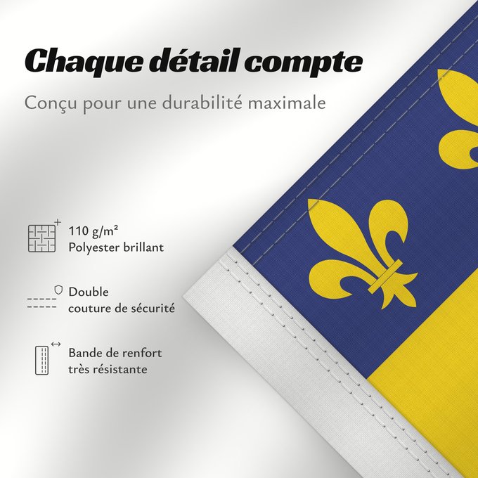 Détails sur ce drapeau : Rhône-Alpes	Region Rhône-Alpes in France	Région Rhône-Alpes en France	Ródano-Alpes	Rodano-Alpi	Franse regio Rhône-Alpes