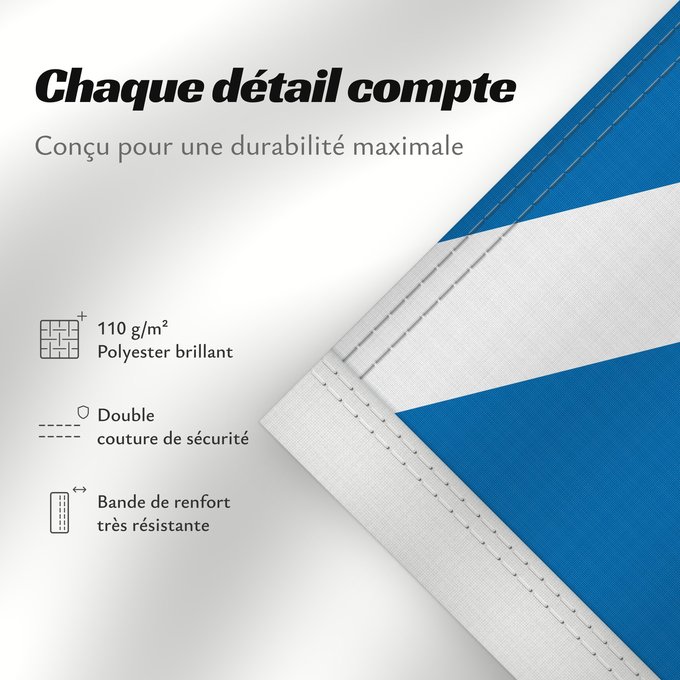 Détails sur ce drapeau : Scotland	L Écosse	Escocia	Schottland	Scozia	Schotland	Escócia	Szkocji	Scotlandes	علم اسكتلندا	Знаме на Шотландия	Banniel Bro-Skos	Skotská vlajka	Yr Alban	Skotlands	Σημαία της Σκωτίας	Skotio	Šotimaa lipp	پرچم اسکاتلند	Skotlannin	HAlban	H-Alba	Brattagh ny h