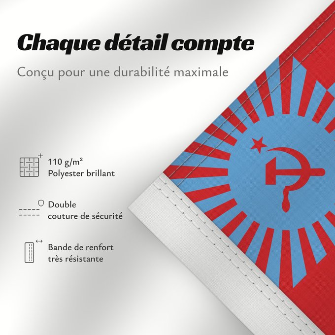Détails sur ce drapeau : Georgian Soviet Socialist Republic  1951–1990	File of Georgian Soviet Socialist Republic	RSS de Géorgie (1951–1990)	RSS de Georgia (1951–1990)	Georgische SSR (1951–1990)	RSS Georgiana (1951–1990)	Republica Socialista Soviética da Geórgia	საქართველოს სსრ-ი