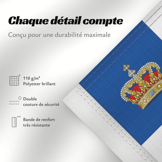 Détails sur ce drapeau : Royal Standard of the Kingdom of Greece  1936-1967	Royal Standard of the Kingdom of Greece (1936-1967)	Étendard Royal du Royaume de Grèce (1936-1967)	Estandarte Real del Reino de Grecia (1936-1967)	Königsstandarte des Königreichs Griechenland (1936-1967)	