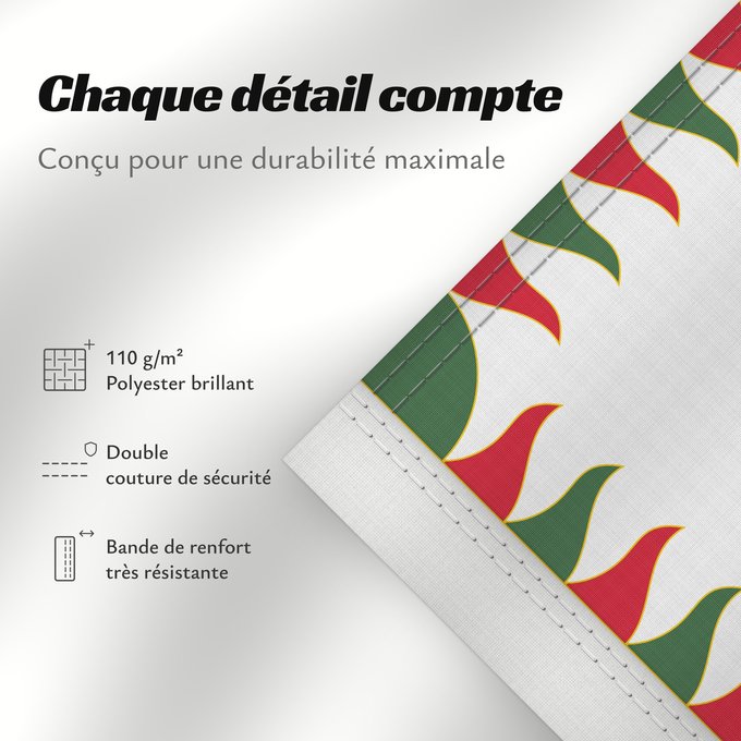 Détails sur ce drapeau : War Flag of Hungary Colour for brigades Oficiala milita armea flago de Hungario 1990 M