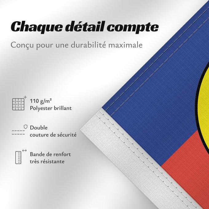 Détails sur ce drapeau : FLNKS	Kanak and Socialist National Liberation Front political party	Front de libération nationale kanak et socialiste	Colores Pantone http //www	Neukaledonien	Nuova Caledonia	Front d Alliberament Nacional Canac Socialista