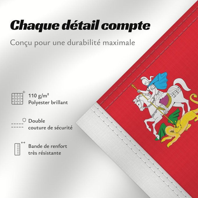 Détails sur ce drapeau : Moscow oblast	Moscow Oblast	Oblast de Moscou	Óblast de Moscú	Oblast Moskau	Oblast 'di Mosca	Москъвьскꙑѩ области ꙁнамѧ	Мускав облаҫĕн ялавӗ	Москов ёнксонть коцтось	Флаг Московской области	Москва уобалаһын былааҕа	Москова төгәлң туг