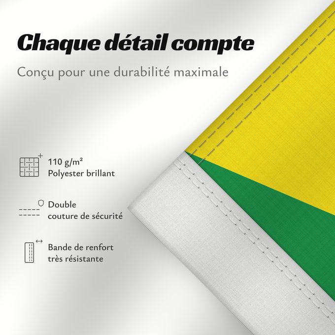 Détails sur ce drapeau : French Guiana	Guyane	Guayana Francesa	Französisch-Guayana	Guyana Francese