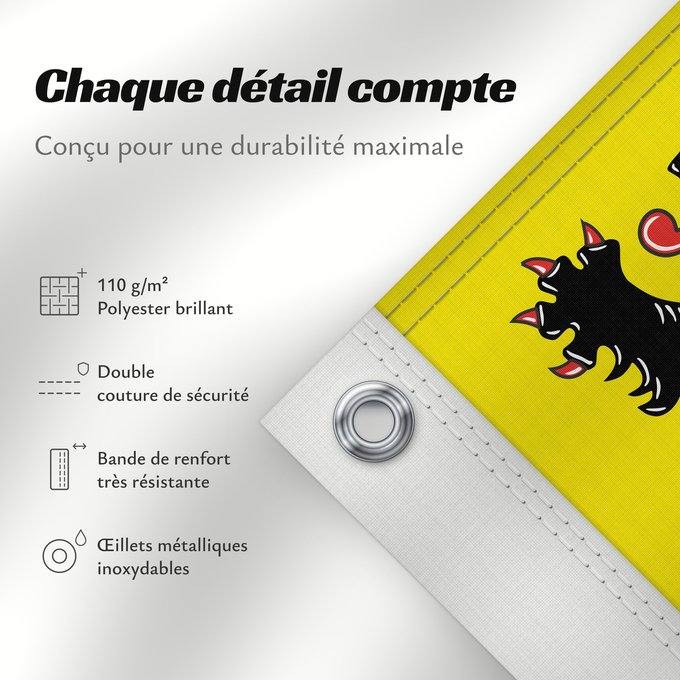 Détails sur ce drapeau : Hainaut Hainaut, province de la Belgique Henao Hennegaus, belgische Provinz Henegouwen, provincie van België