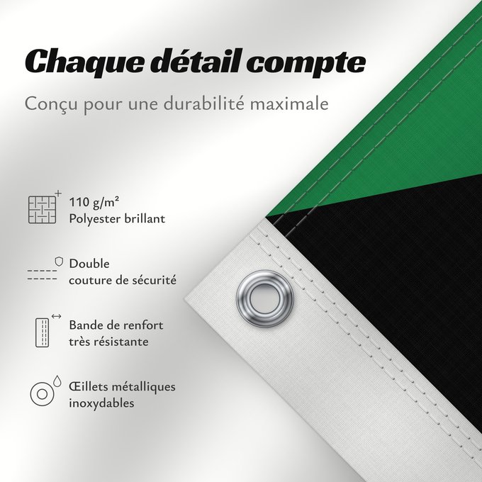 Détails sur ce drapeau : Kuwait Koweït Kuwaitlabel QS Les