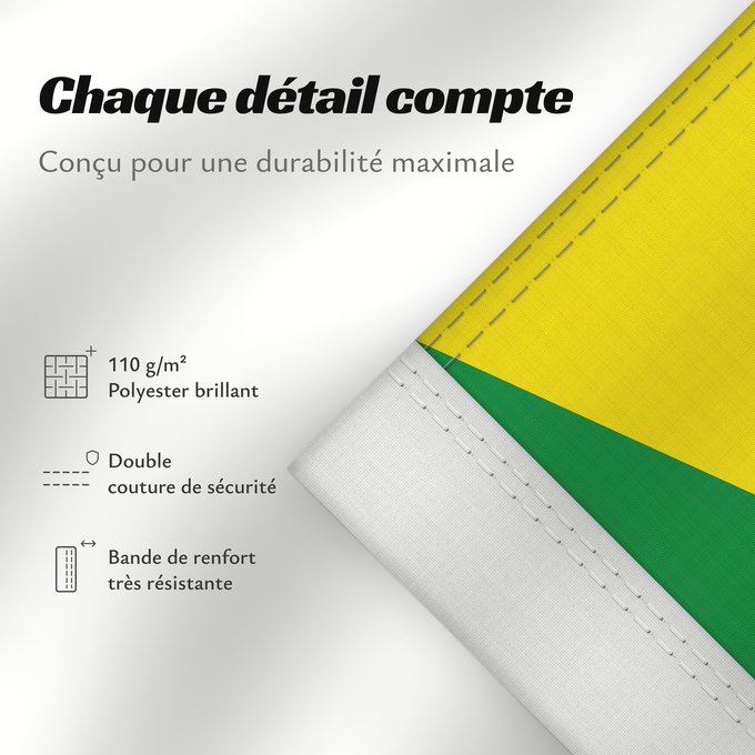 Détails sur ce drapeau : French Guiana	Guyane	Guayana Francesa	Französisch-Guayana	Guyana Francese
