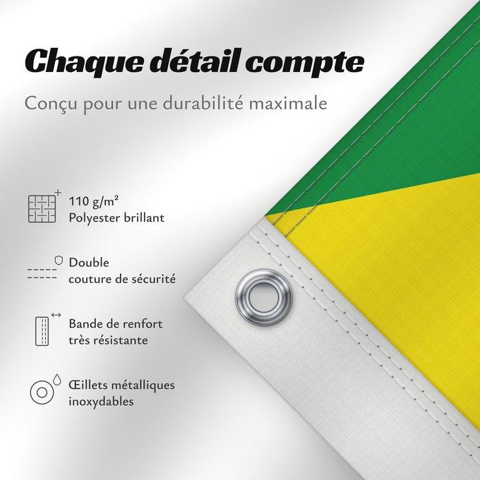 Détails sur ce drapeau : French Guiana	Guyane	Guayana Francesa	Französisch-Guayana	Guyana Francese