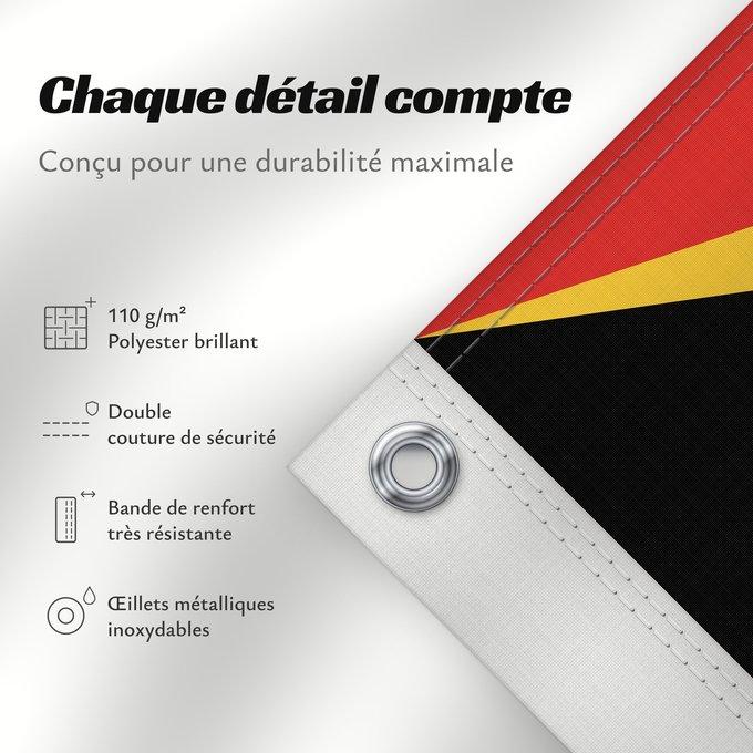 Détails sur ce drapeau : East Timor	Timor-Leste  East Timor	Timor oriental	Timor Oriental	Osttimor	Timor Est	Timor-Leste  Oost-Timor	Timor-Leste	علم تيمور الشرقية	তিমুর লেস্তের জাতীয় পতাকা	Timor Leste	Флаг Восточного Тимора	Östtimors	Timór Lorosa e nian